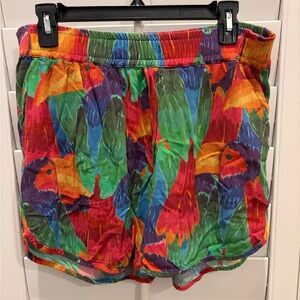Farm Rio Vibrant Toucan Bird Silk Shorts